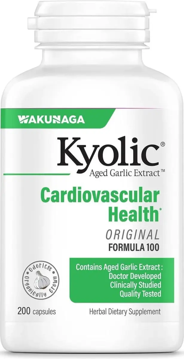 Kyolic Aged Garlic Extract Cardiovascular Health Formula 100, 200 Capsules | Supports Circulatory Function with 1200 mg Aged Garlic Extract Daily - main product image