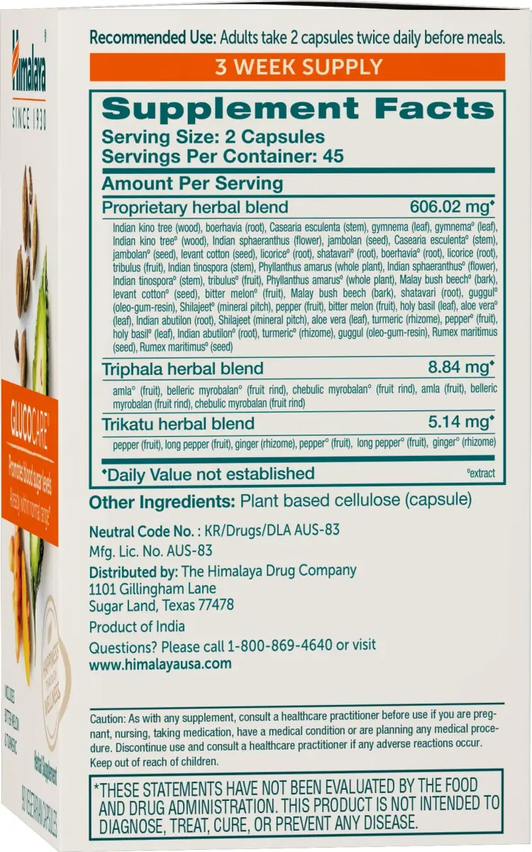 Himalaya GlucoCare Herbal Glucose Metabolism Supplement 90 Capsules | Supports Blood Sugar Levels Already Within Normal Range - view 2