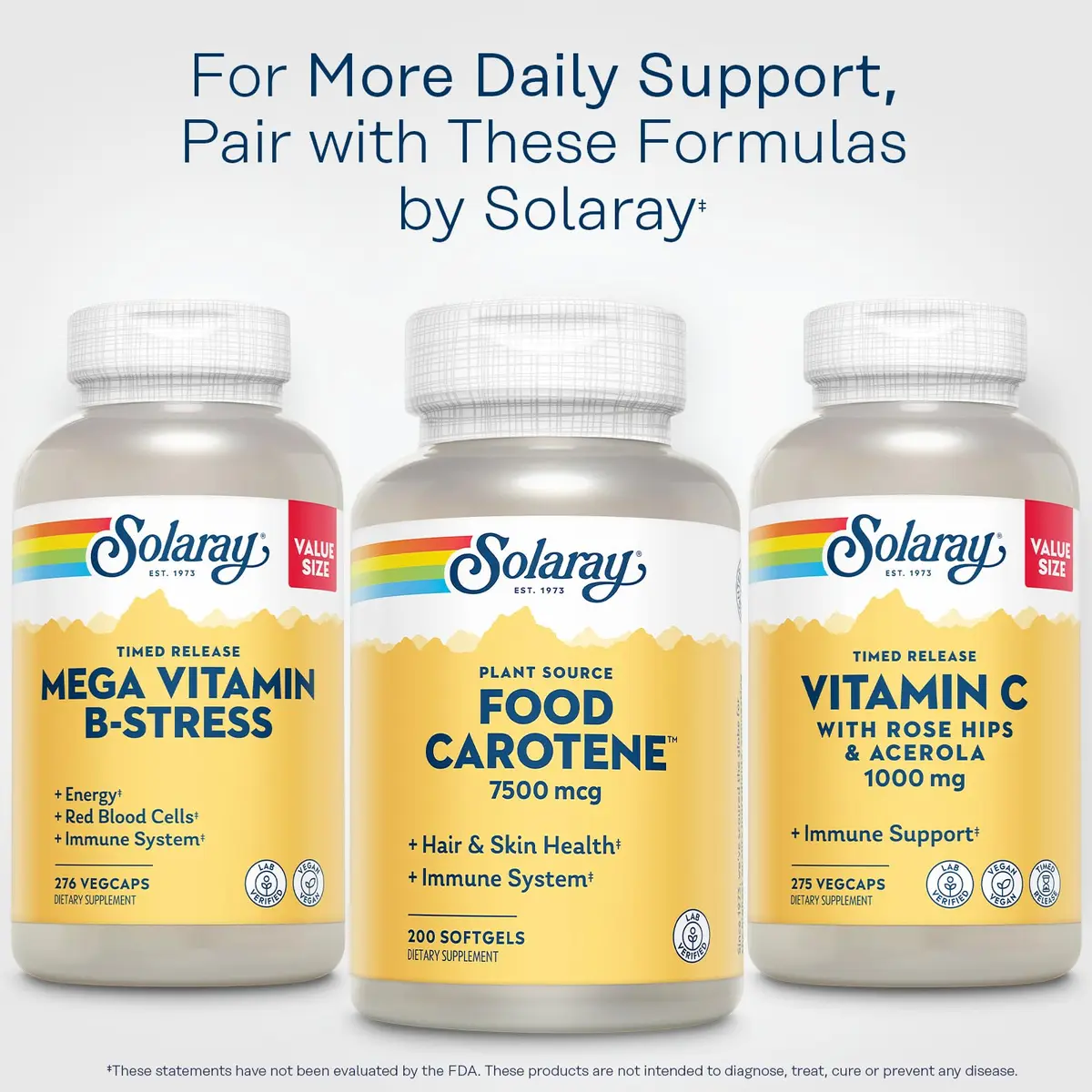 SOLARAY Food Carotene 7500mcg (25000 IU) | Vitamin A Supplement for Eyes & Skin, Plant Sourced, 200 Softgels - view 6
