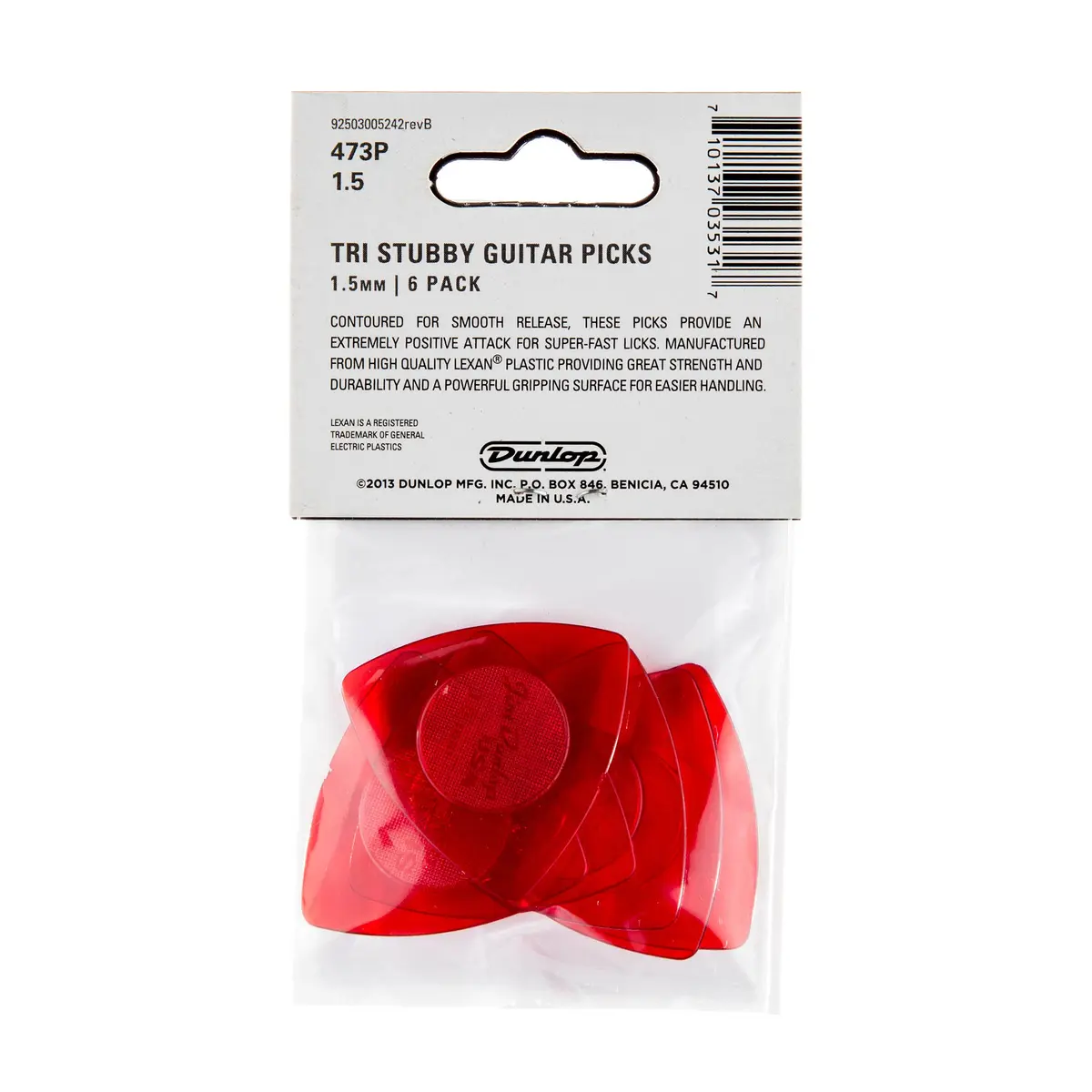 Jim Dunlop Tri Stubby Pick 1.50MM | Bright, Contoured Lexan Guitar Pick with Non-Slip Grip - view 5