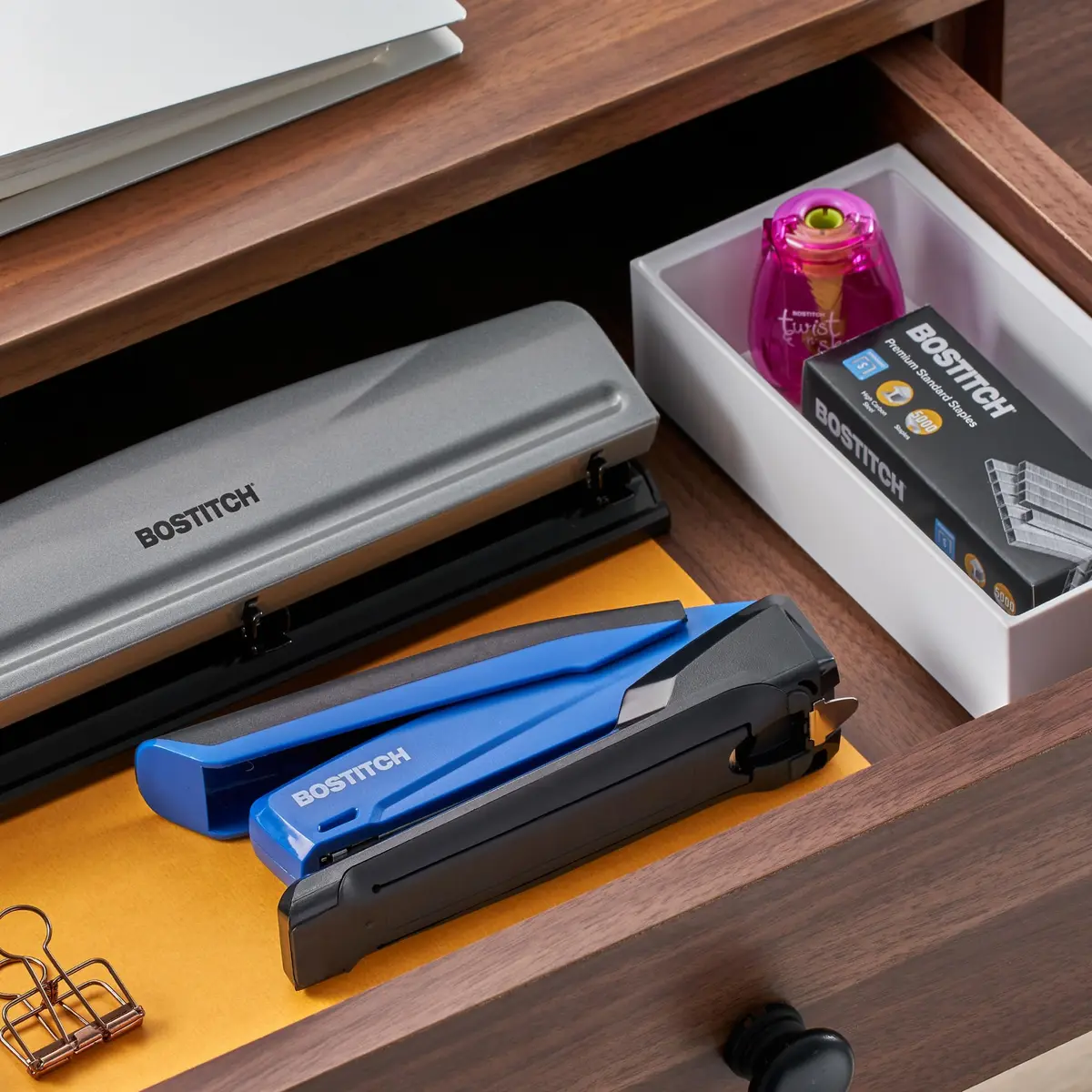 Bostitch Office Executive 3 in 1 Stapler Blue | One-Finger, 25 Sheet, Jam-Free - view 9