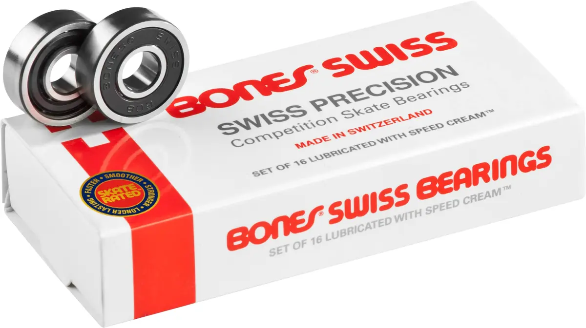 Bones Swiss Skate Bearings (7mm, 16 Pack) | Swiss Precision, Skate Rated, Removable Rubber Shield - main product image