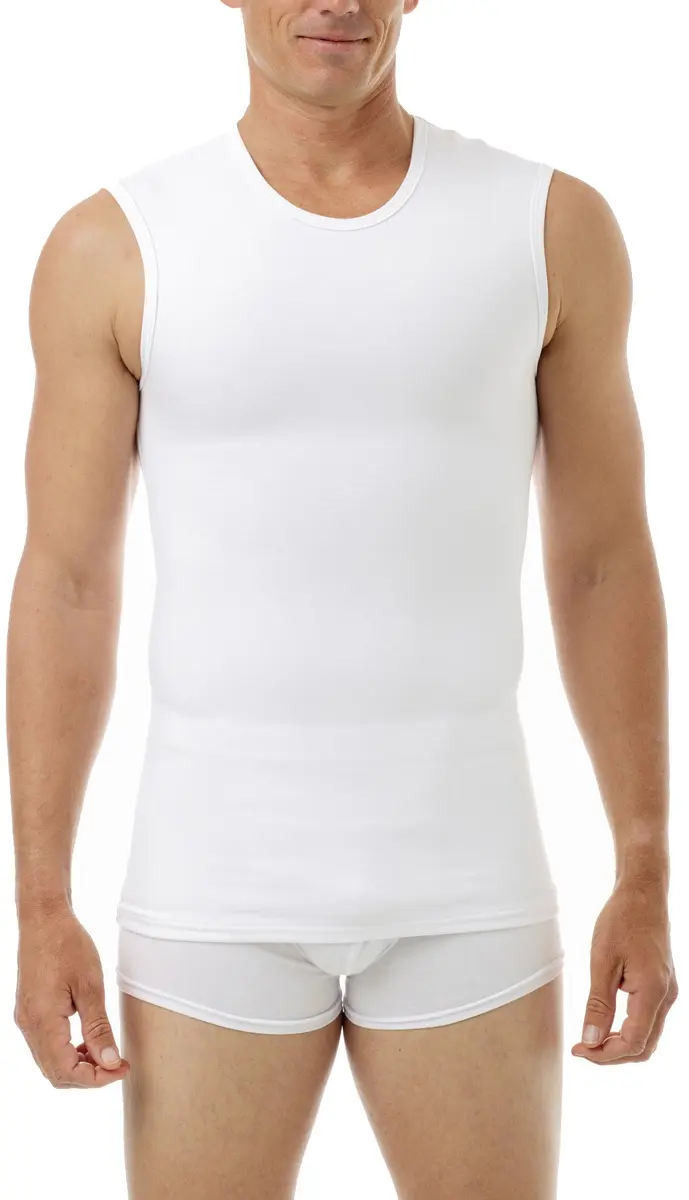 Underworks Cotton Concealer Compression Muscle Shirt Top, Large, White | Support & Fit for Active Men - main product image