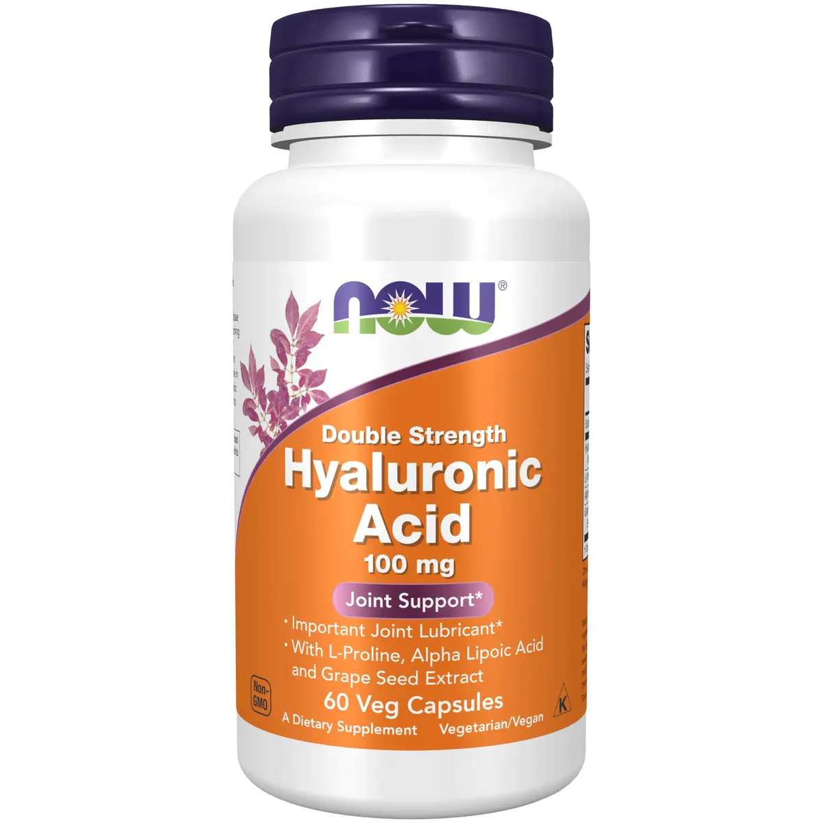 NOW Hyaluronic Acid 100 mg Double Strength 60 Veg Caps | Supports Joint & Skin Health - main product image