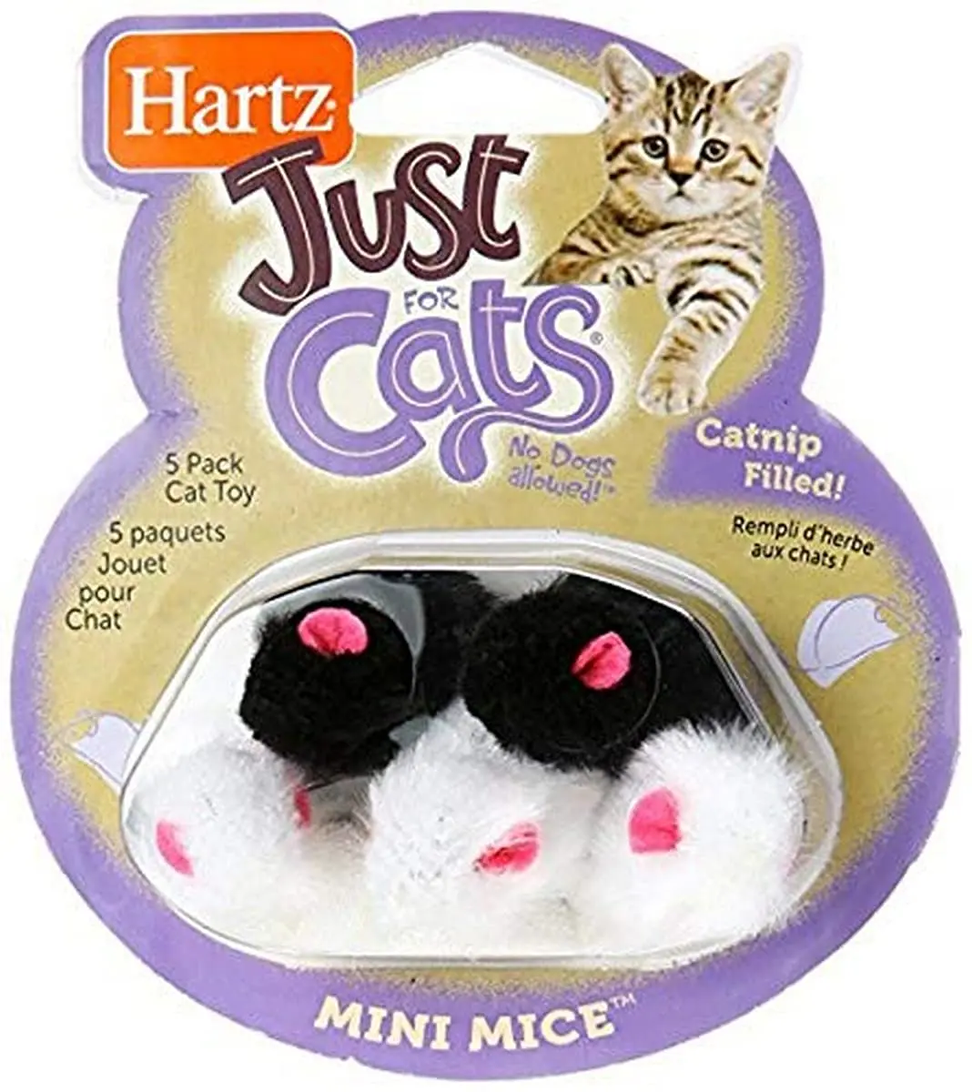 Hartz Just for Cats Mini Mice Cat Toy (5 Pack) | Lifelike Mice with Catnip for Predatory Play - main product image