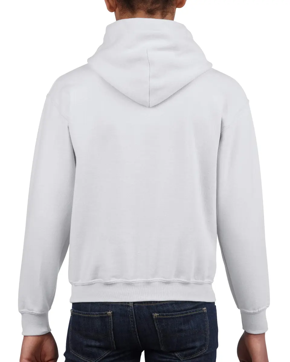Gildan Heavy Blend Hooded Sweatshirt | 50/50 Cotton-Polyester, White, Youth Large - view 2