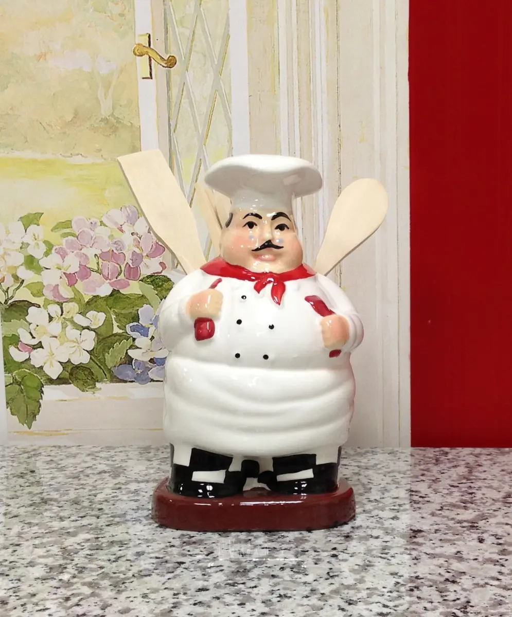 ACK Fat Chef Hand Painted Ceramic Utensil Jar | Modern Kitchen Decor & Storage (70-120 chars) - view 4
