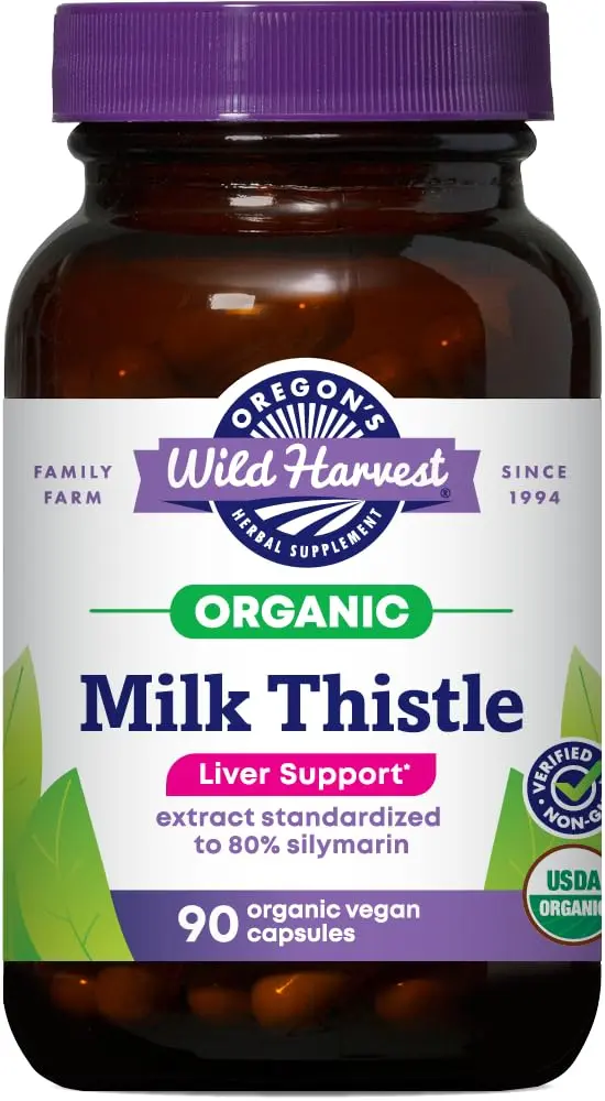 Oregon's Wild Harvest Organic Milk Thistle 90 Count | USDA Certified Herbal Supplement for Liver & Detox - main product image