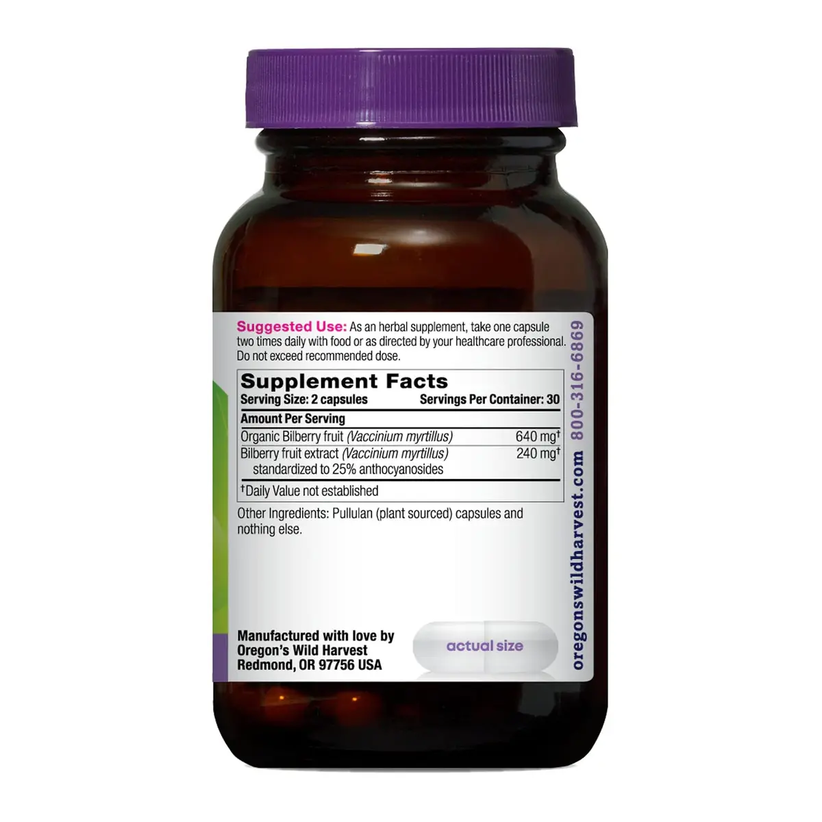 Oregon's Wild Harvest Bilberry Herbal Supplement Vegan Capsules 60 Count | Supports Healthy Vision - view 2