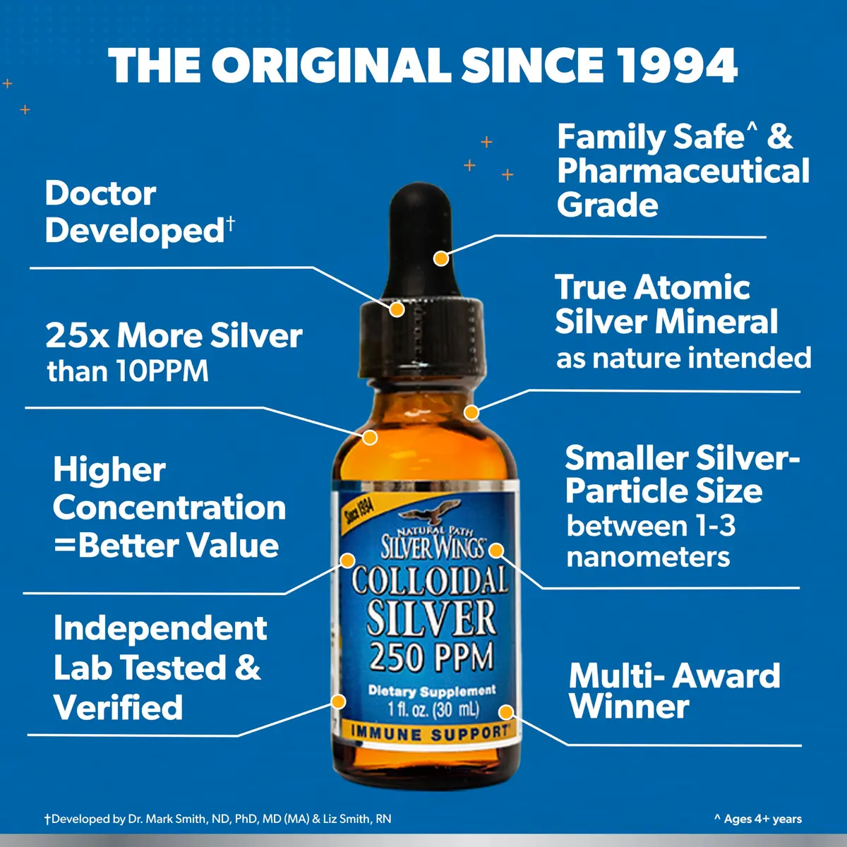 Natural Path Silver Wings Colloidal Silver Liquid 250ppm (1 fl oz) | Enhanced Immune Support - view 5