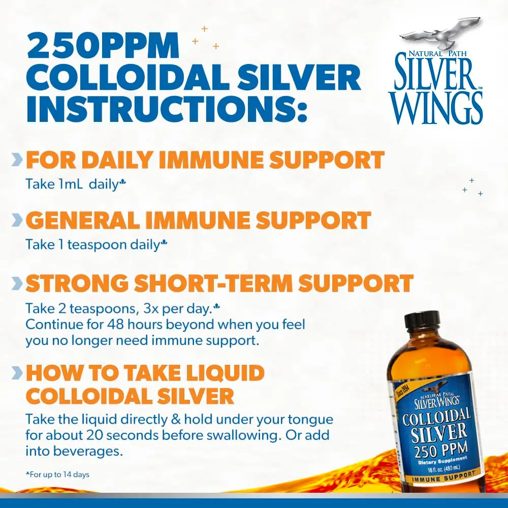 Natural Path Silver Wings Colloidal Silver Liquid 250ppm (1 fl oz) | Enhanced Immune Support - view 4
