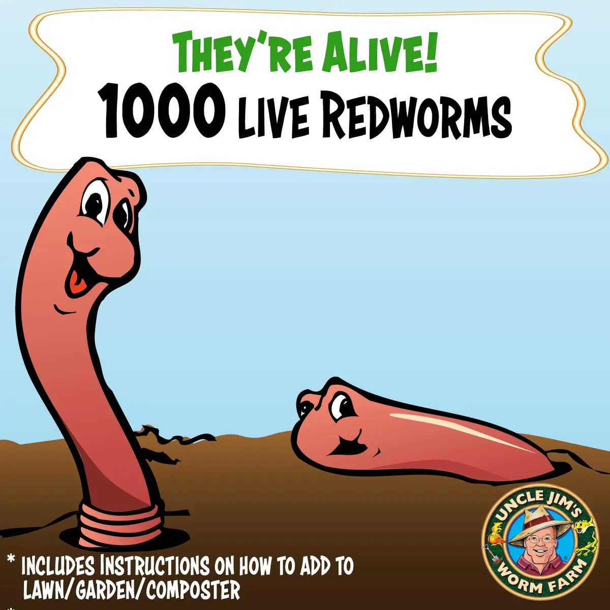 Uncle Jim's Worm Farm 1000 Count Red Wiggler Composting Worms for Garden & Fishing | Organic Soil Enhancer - view 2