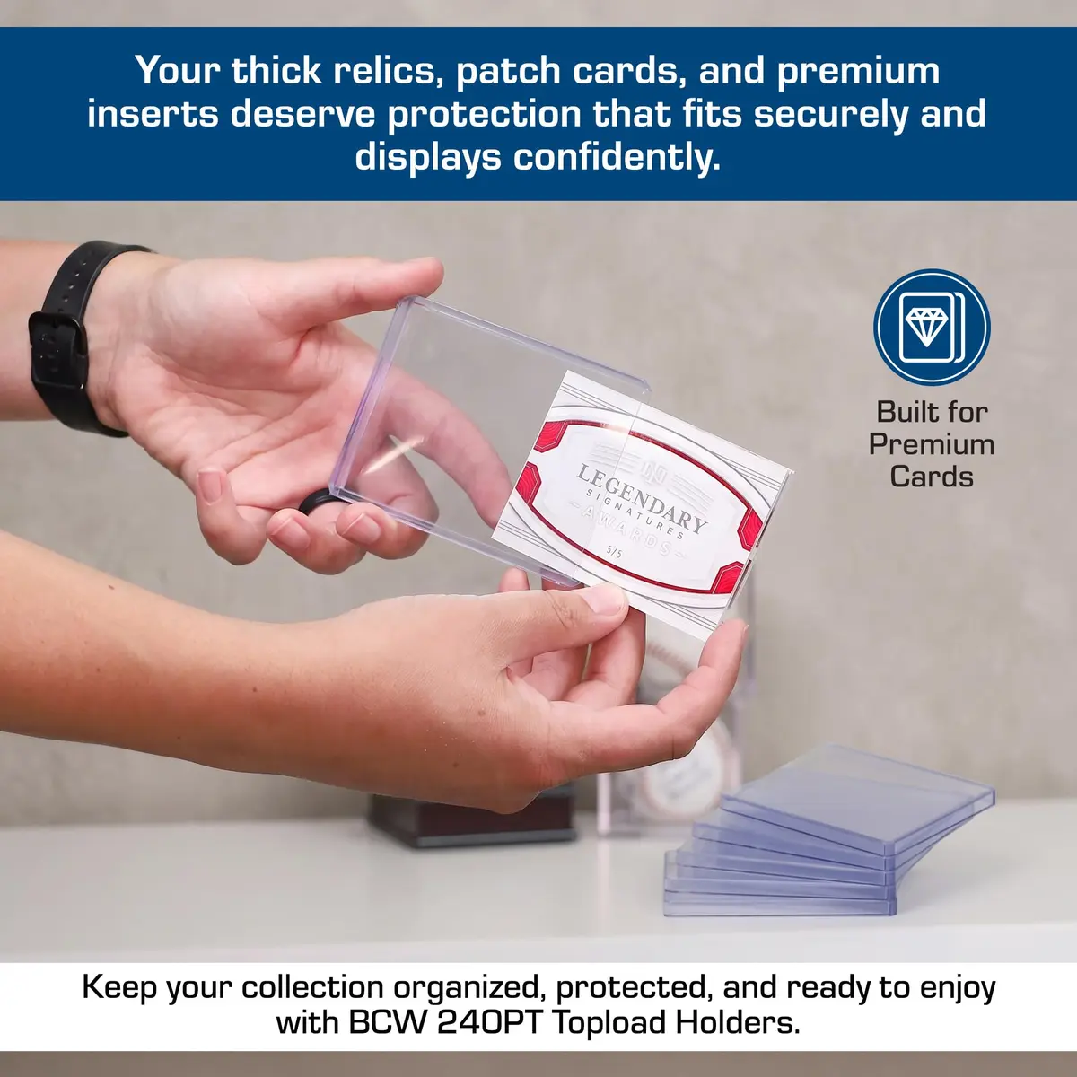 BCW 240 Pt Thick Card Topload Holders for Relic and Patch Cards | Protect & Display Thick Cards - view 4