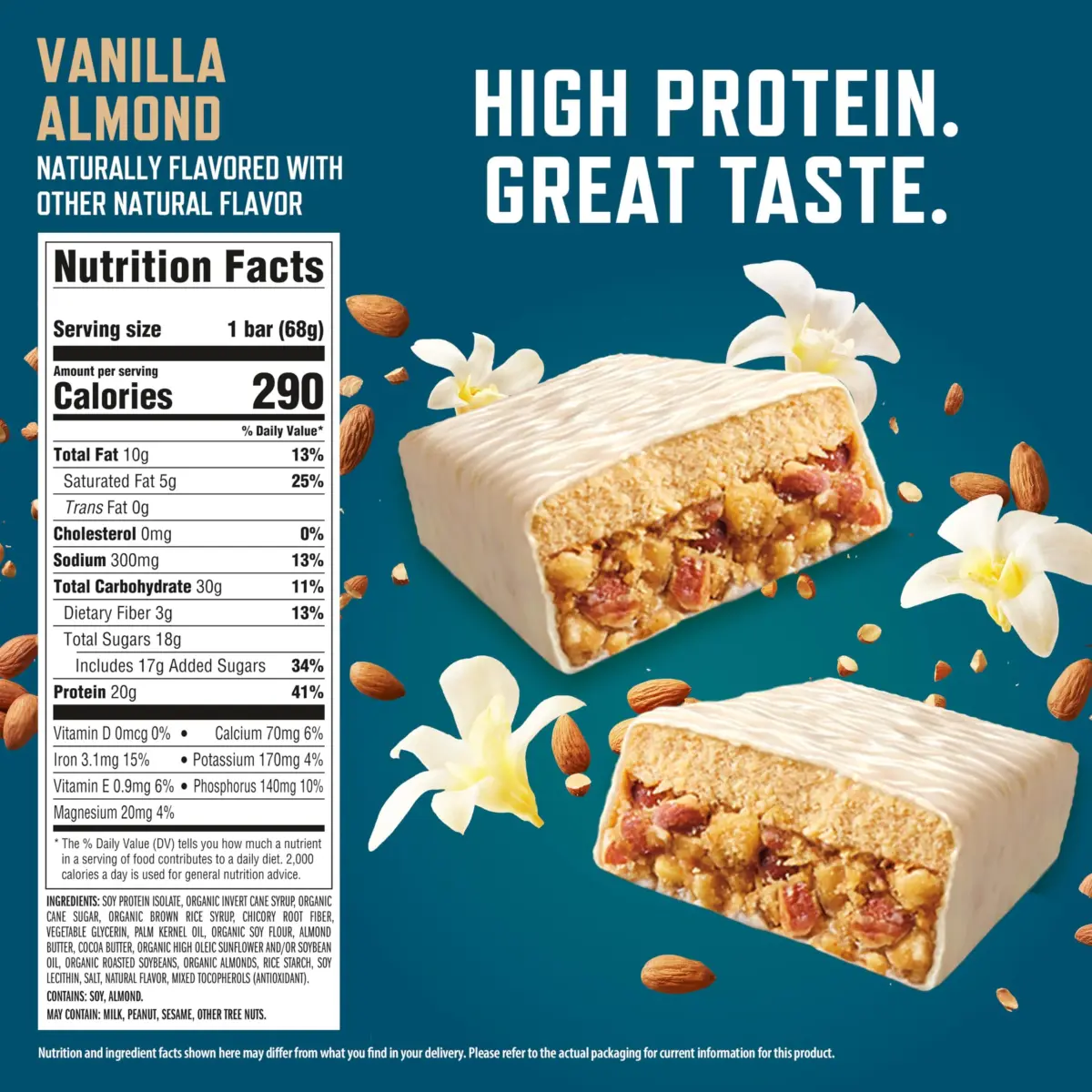 CLIF BUILDERS Protein Bars Vanilla Almond 2.4 oz (68 g) | 20g Plant-Based Protein for Post-Workout Recovery - view 2