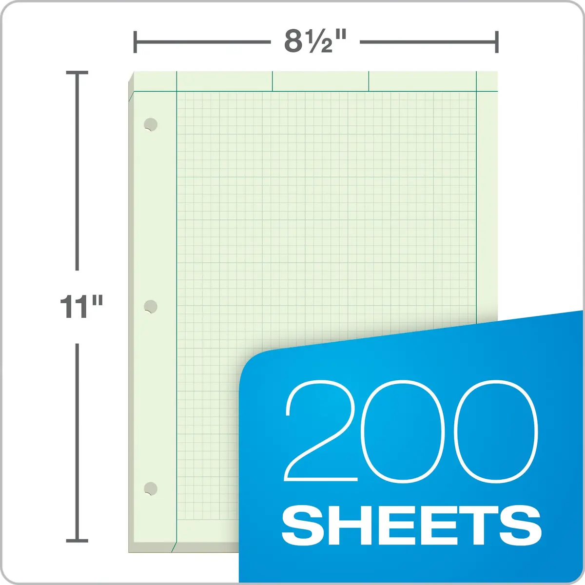 Ampad Engineer Pad Green 21.6 cm x 27.9 cm (8.5" x 11") | 200 Sheet Quad Ruled Pad for Technical Drawings - view 2