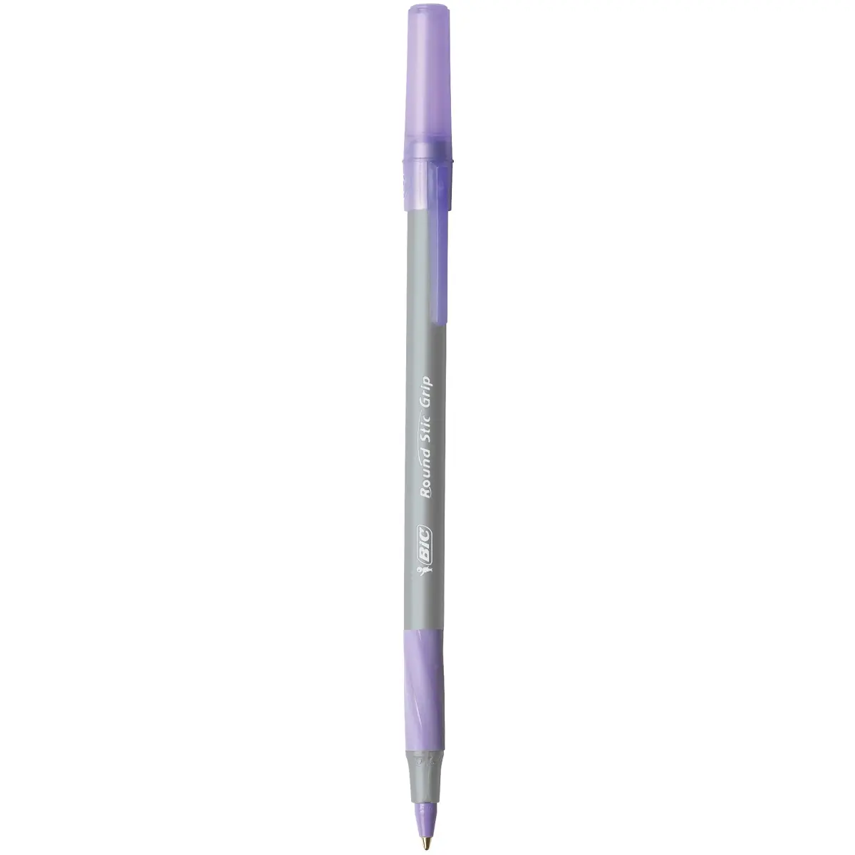BIC Round Stic Grip Xtra Comfort Ballpoint Pen, Purple Ink, 12-Count | Smooth Ink Flow for Daily Writing - view 2
