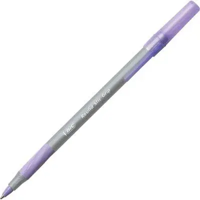 BIC Round Stic Grip Xtra Comfort Ballpoint Pen, Purple Ink, 12-Count | Smooth Ink Flow for Daily Writing - view 3