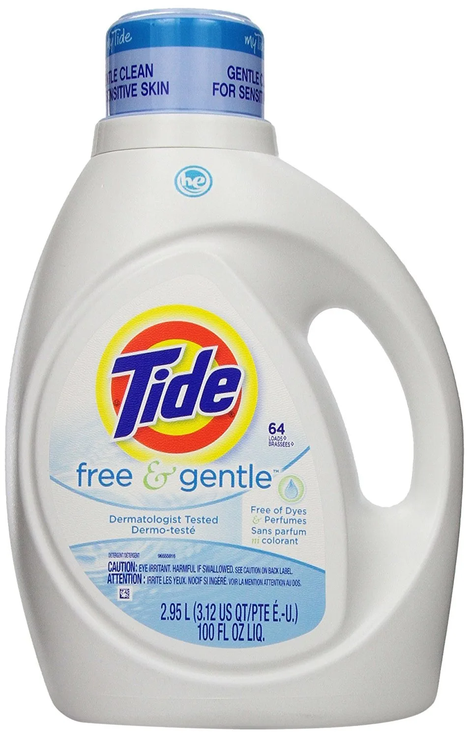 Tide Free and Gentle HE Liquid Laundry Detergent, 100 oz (2.96 L) | Hypoallergenic for Sensitive Skin - main product image