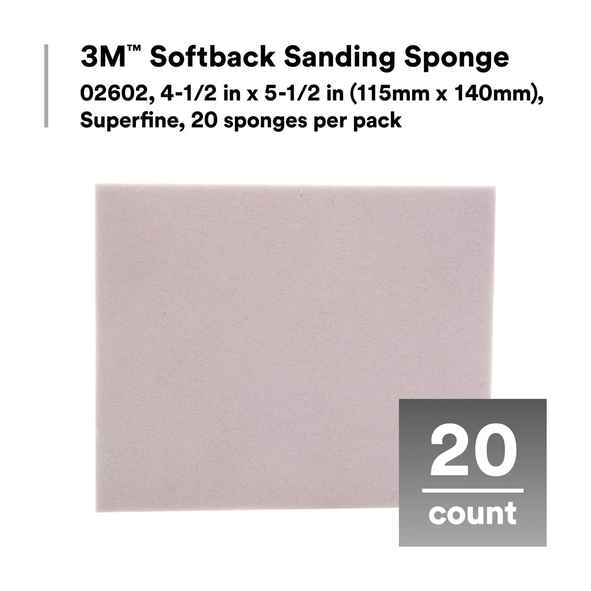 3M Softback Sanding Sponge 02602 4 1/2 x 5 1/2 in | Superfine Grit, Fast Cutting, Waterproof for Precision Hand Sanding - view 3