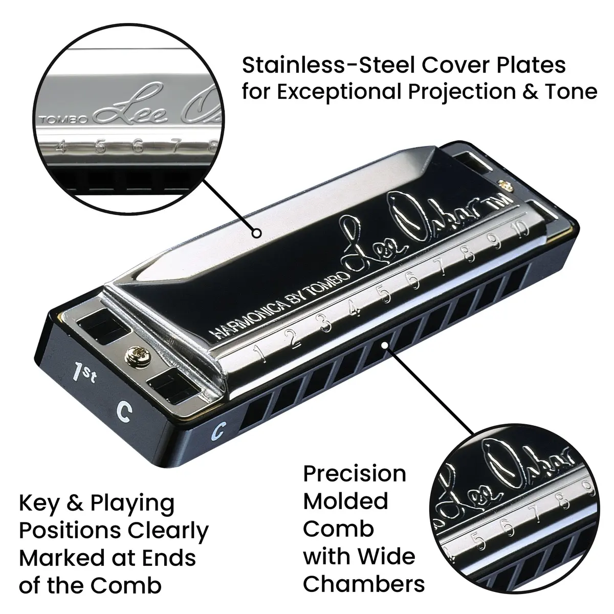 Lee Oskar Major Diatonic Harmonica, Key of G, 6-Hole - 15.24 cm (6 inches) - view 3