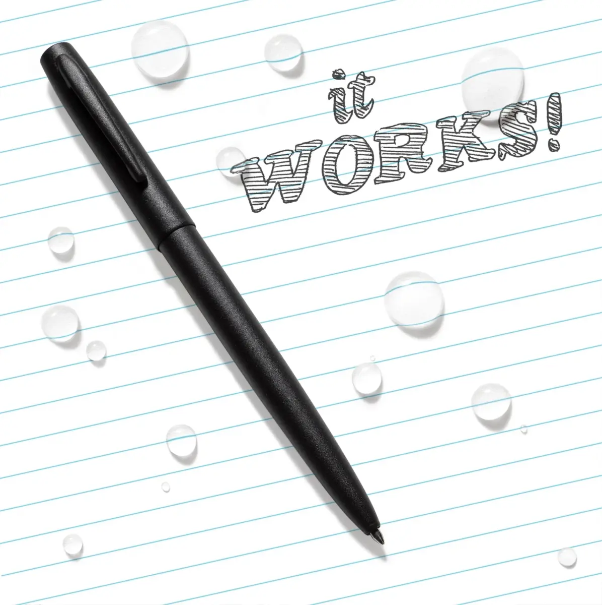Rite in the Rain Black Metal Clicker Pen 12.7cm (5 in) | Writes on Wet Paper & Upside Down - view 4