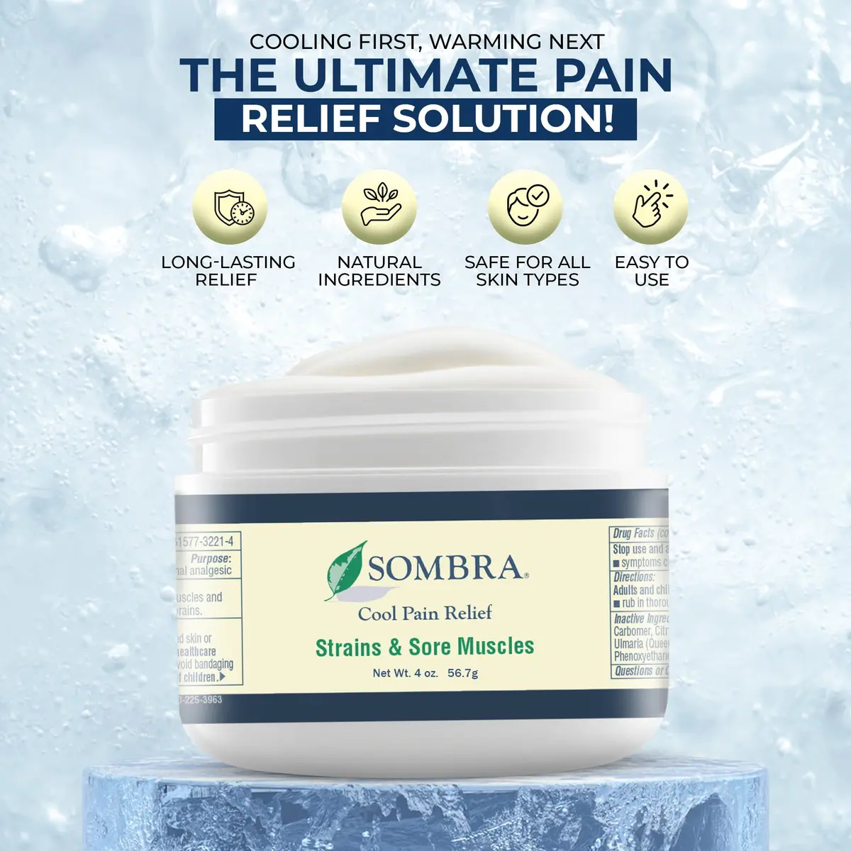 Sombra Cool Pain Relief Gel 4 oz | Targeted Cooling Relief for Sore Muscles & Sprains - view 2