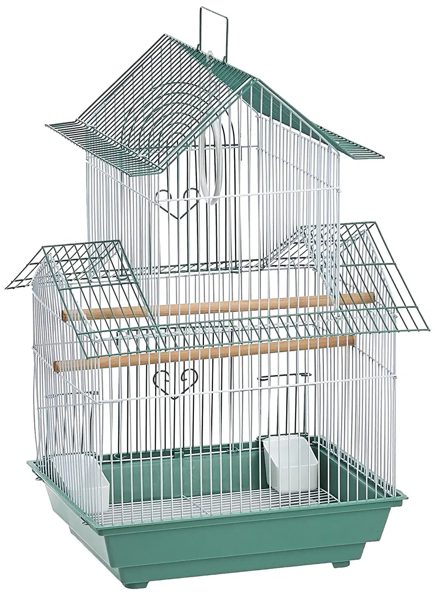 Prevue Pet Products Shanghai Parakeet Cage, Green, 34cm (13.5")L x 28cm (11")W x 56cm (22")H | Safe & Spacious Bird Habitat - main product image
