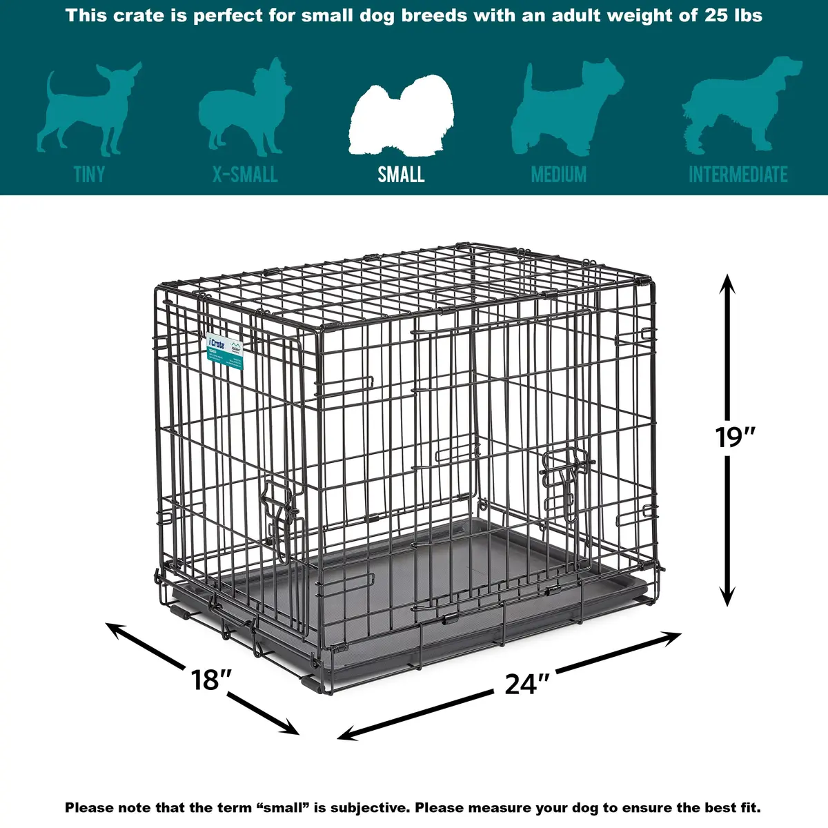 MidWest 24-Inch Double Door iCrate for Small Breeds 12-20 lbs | Secure & Foldable - view 7