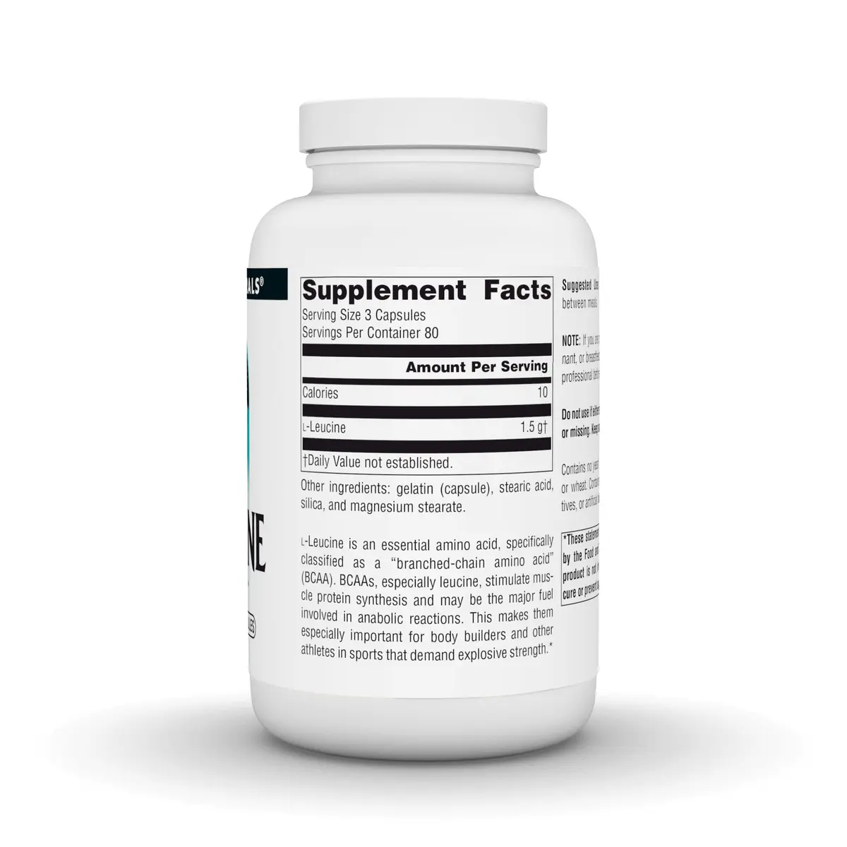 Source Naturals Free Form L-Leucine 500 mg | Essential Amino Acid for Muscle Support in India - view 3