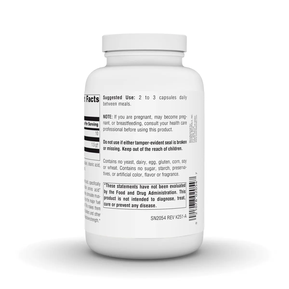 Source Naturals Free Form L-Leucine 500 mg | Essential Amino Acid for Muscle Support in India - view 4