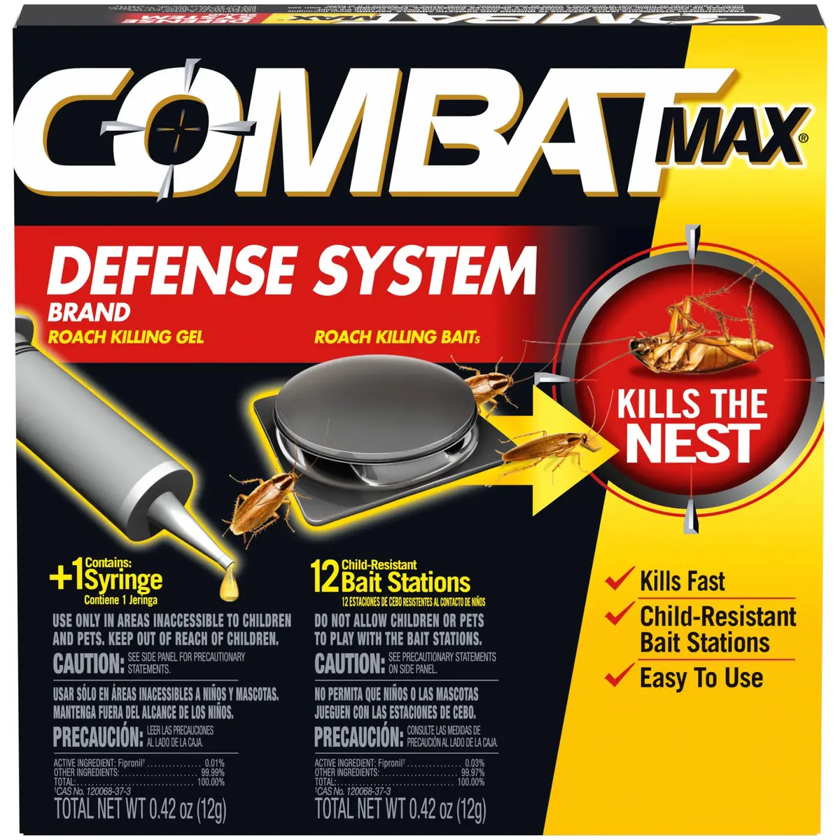 Combat Max Defense System Roach Killing Baits & Gel | 12 Count (0.4 Oz Gel) - main product image