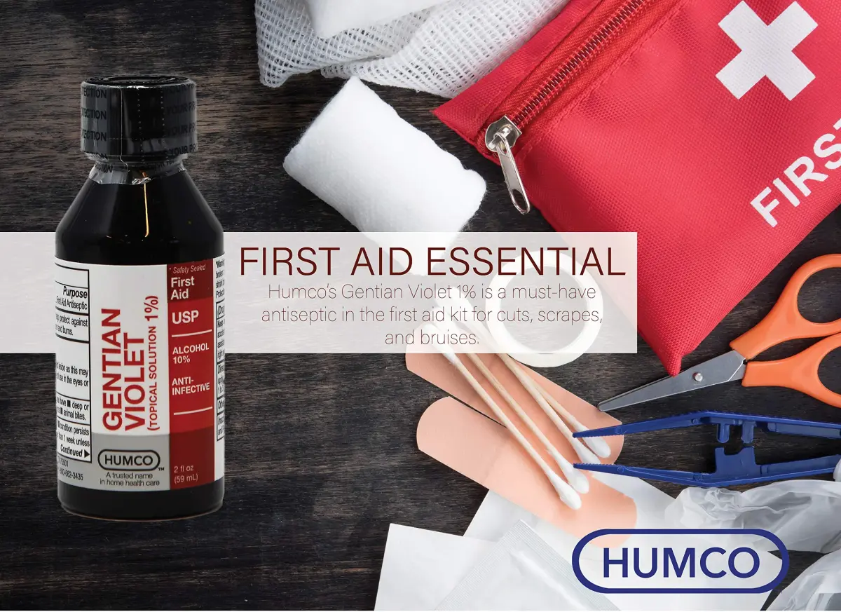 Humco Gentian Violet Topical Solution 1% Liquid 2 Fl Oz (59 ml) | Antiseptic for Minor Cuts & Fungal Infections - view 3