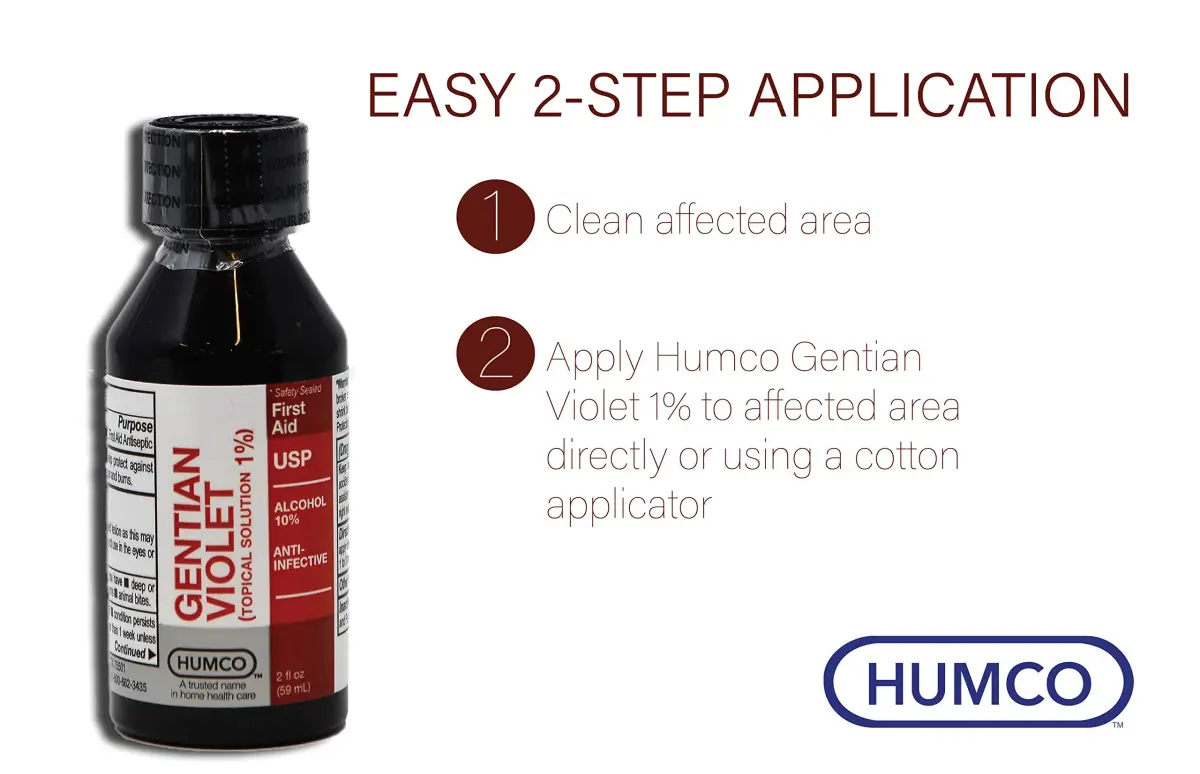 Humco Gentian Violet Topical Solution 1% Liquid 2 Fl Oz (59 ml) | Antiseptic for Minor Cuts & Fungal Infections - view 4