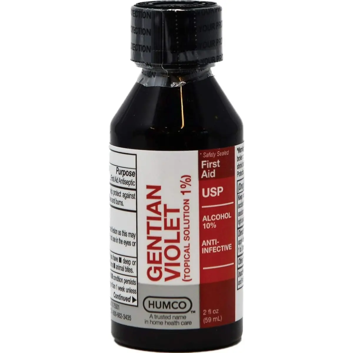 Humco Gentian Violet Topical Solution 1% Liquid 2 Fl Oz (59 ml) | Antiseptic for Minor Cuts & Fungal Infections - main product image