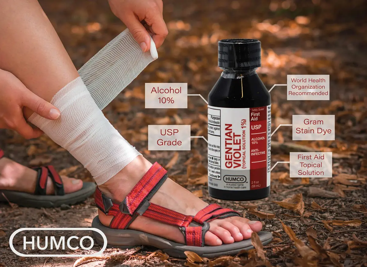Humco Gentian Violet Topical Solution 1% Liquid 2 Fl Oz (59 ml) | Antiseptic for Minor Cuts & Fungal Infections - view 2