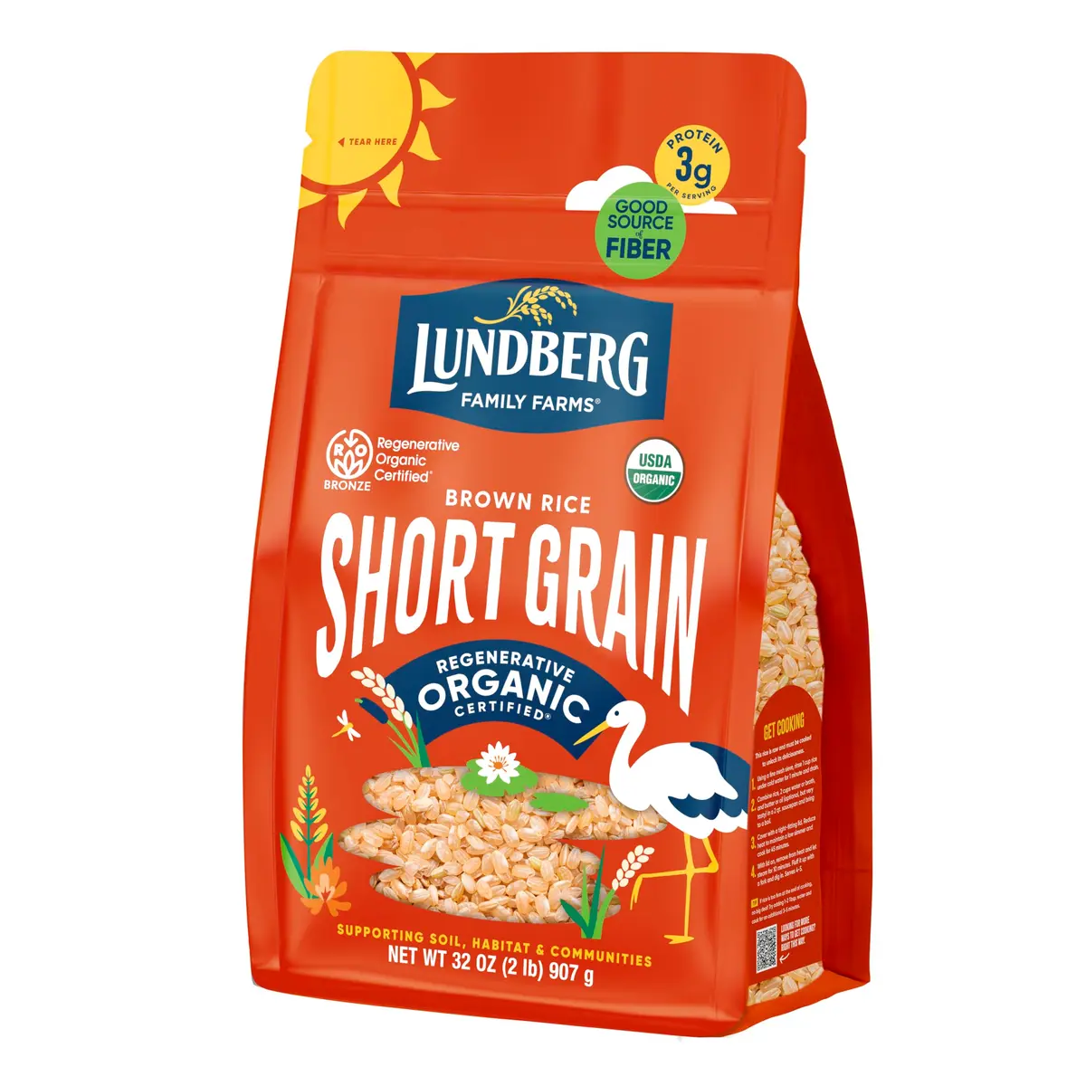 Lundberg Organic Brown Short Grain Rice 32 oz | Nutty Aroma & Clingy Texture - main product image