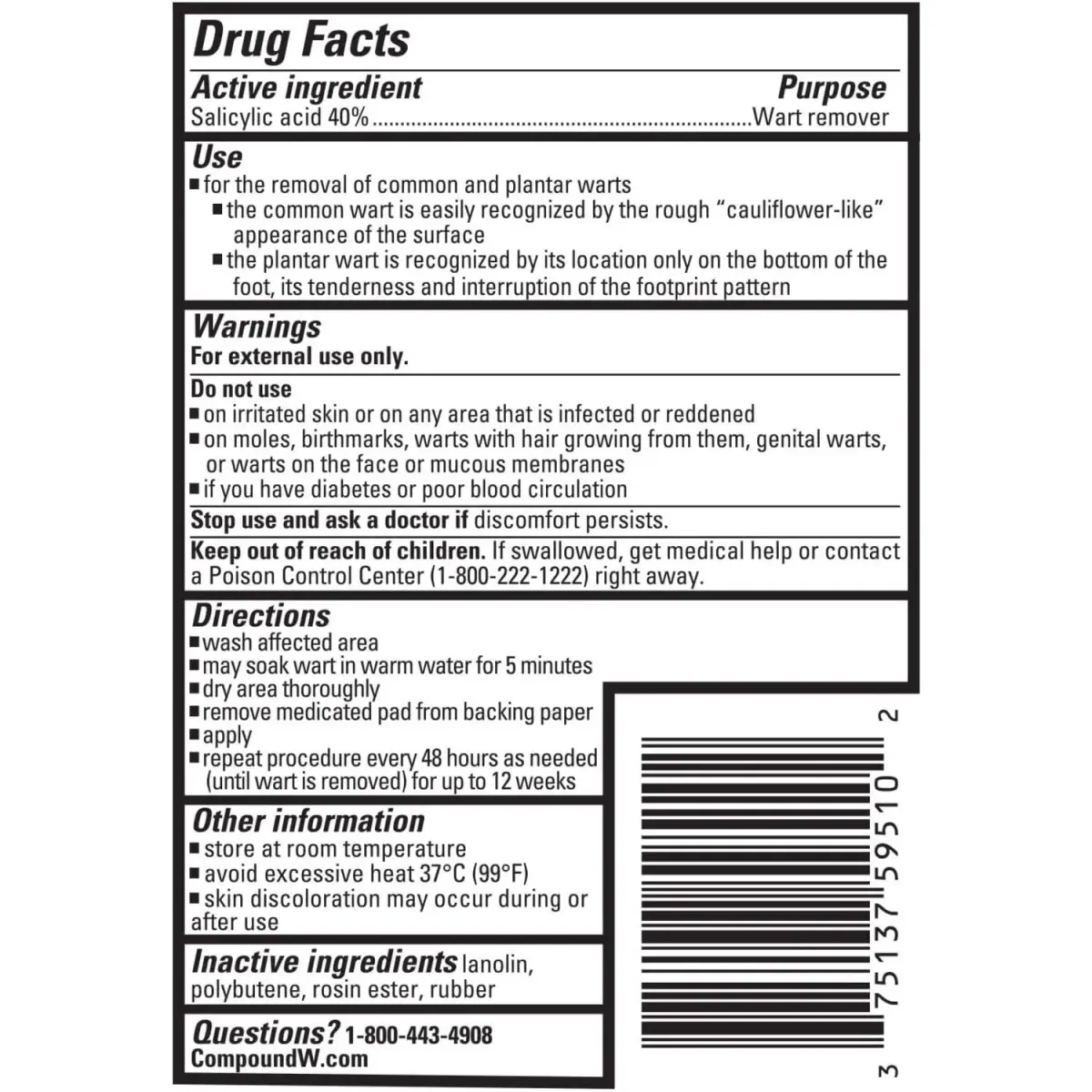 Compound W Wart Remover Maximum Strength One Step Pads with Salicylic Acid, 14 Medicated Pads | Salicylic Acid Wart Removal Medication - view 7