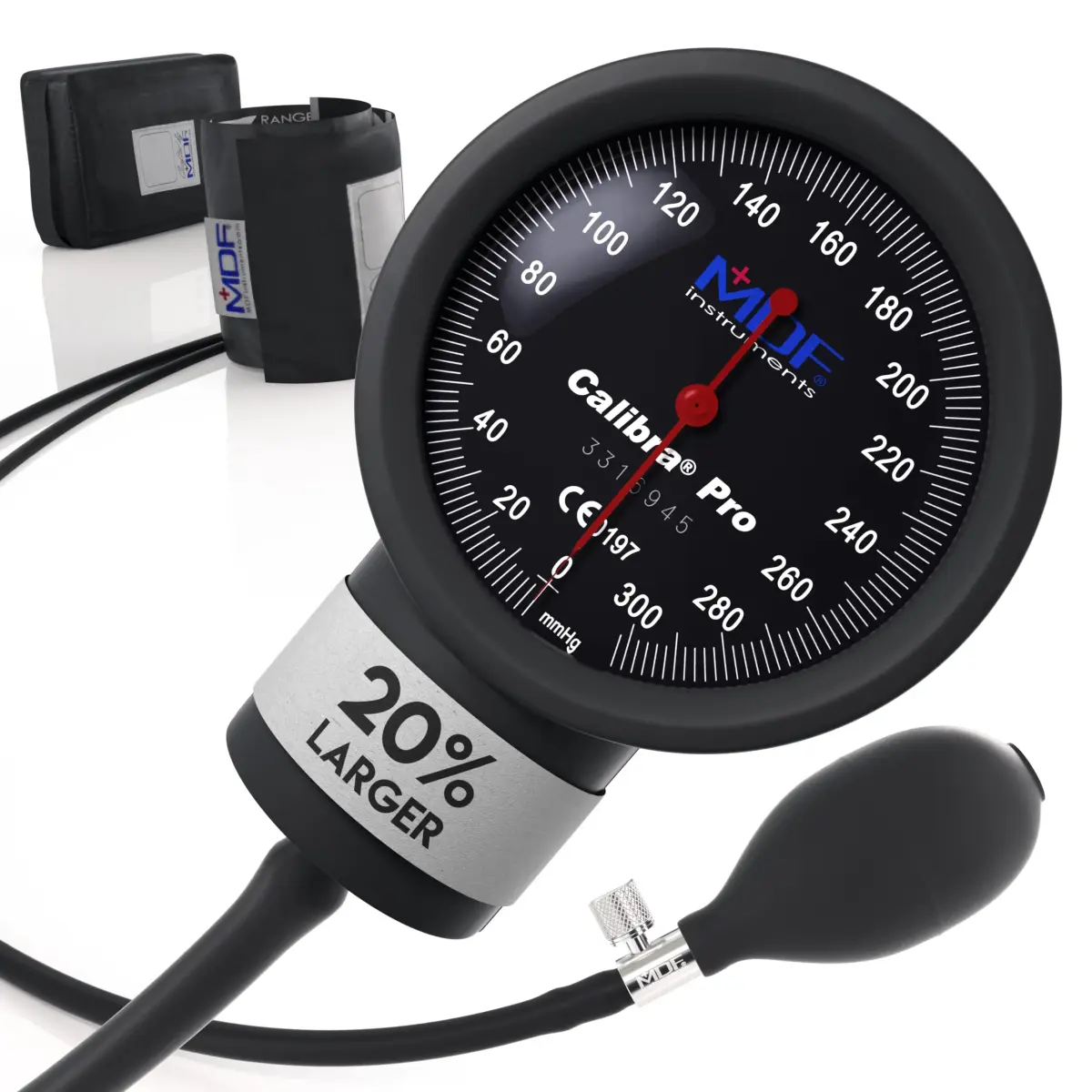 MDF Instruments Calibra Pro Aneroid Sphygmomanometer - Extra Large Gauge, Onyx Arm Band, 0.96 lb (0.44 kg) | Professional Manual BP Monitor - main product image