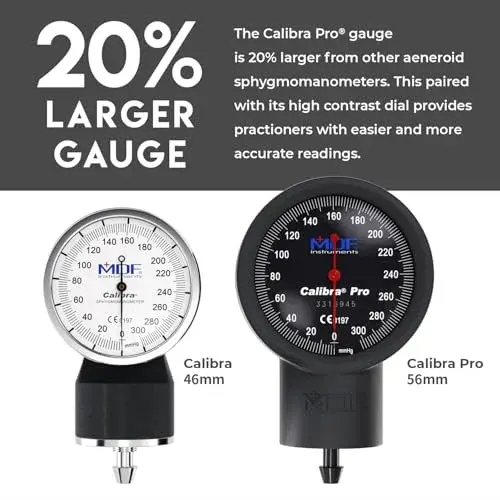 MDF Instruments Calibra Pro Aneroid Sphygmomanometer - Extra Large Gauge, Onyx Arm Band, 0.96 lb (0.44 kg) | Professional Manual BP Monitor - view 2