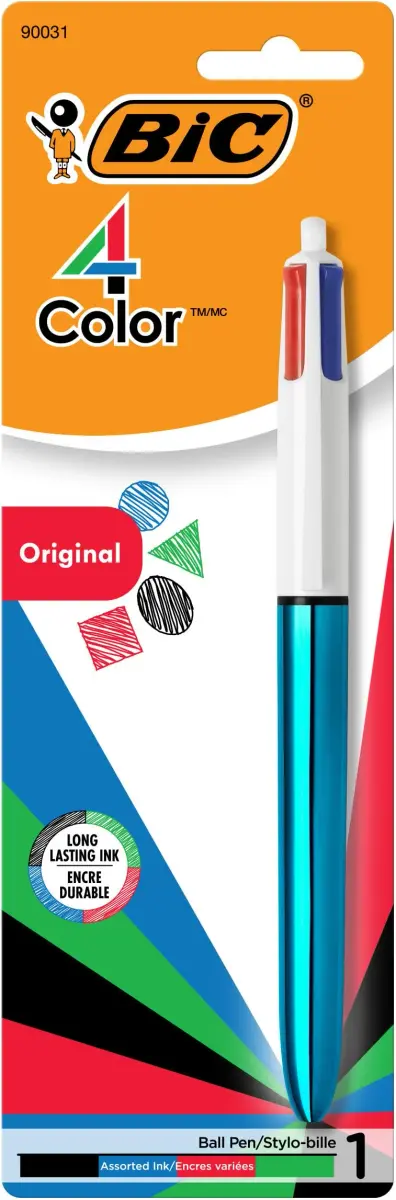 BIC 4-Color Retractable Ballpoint Pen, Medium Point, 1.0 mm, 2-Pack | Smooth Ink Flow for Students & Office - view 2