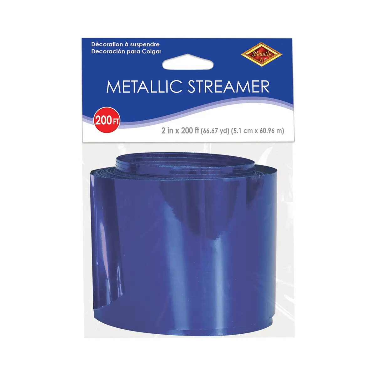 Beistle Gleam 'N Streamer Metallized Streamer, 2-Inch by 200-Feet, blue | Vibrant metallic decoration for parties - view 5