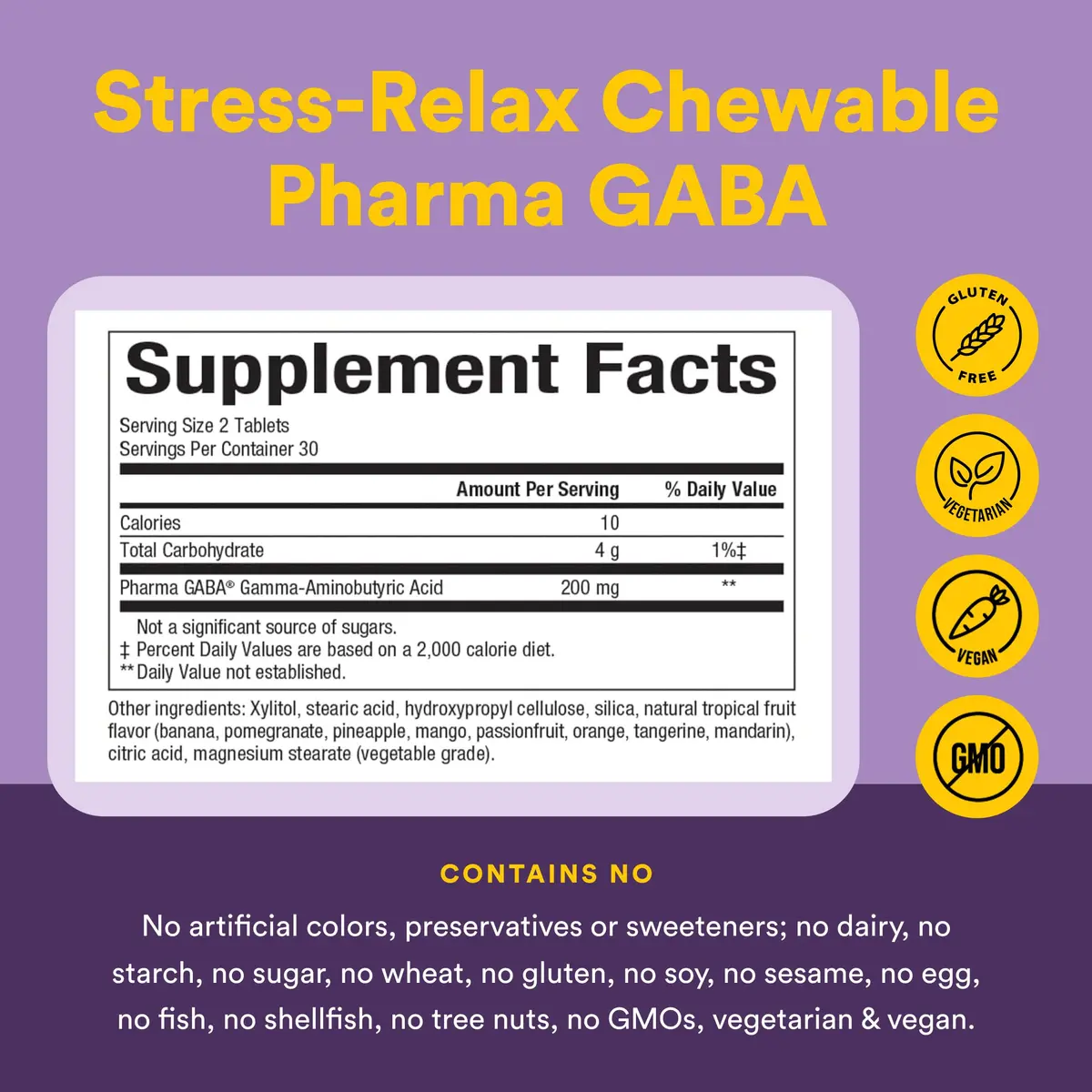 Natural Factors Pharma GABA, Calm, Relaxation & Focus*, 60 Chewable Tablets | Supports Stress & Sleep - view 4