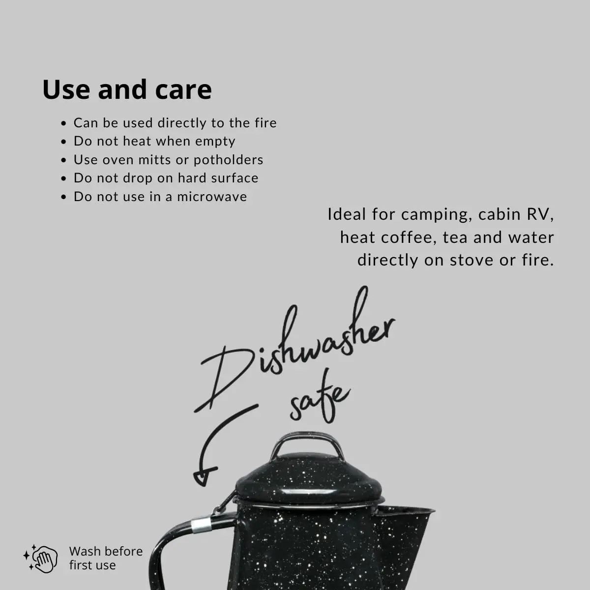 Granite Ware Coffee Boiler 3 Qt Speckled Black | Fast Boiling & Easy Cleaning - view 8
