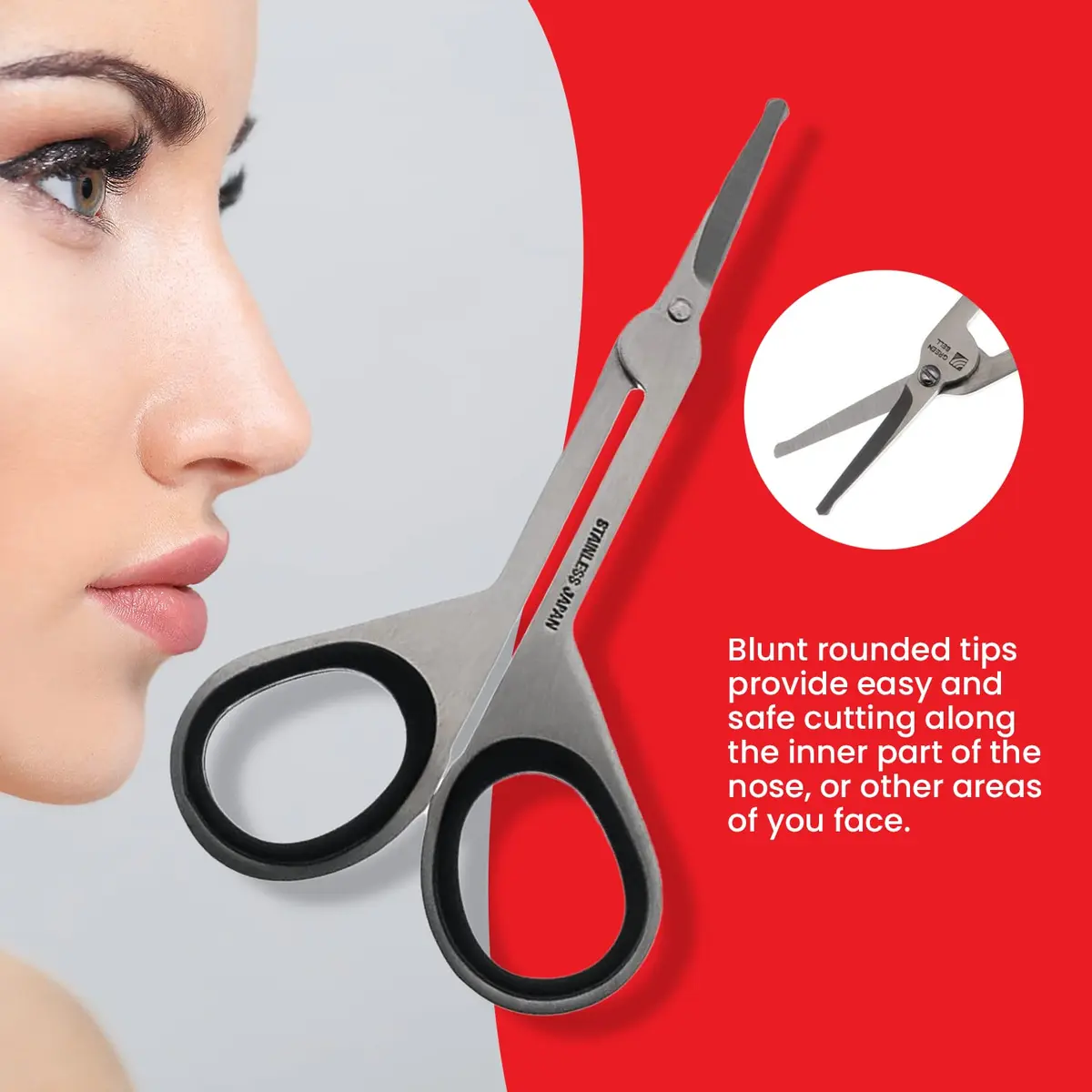 Seki EDGE Stainless Steel Nostril Scissors SS-908 | Rounded Tips for Safe Nose & Facial Hair Trimming - view 4