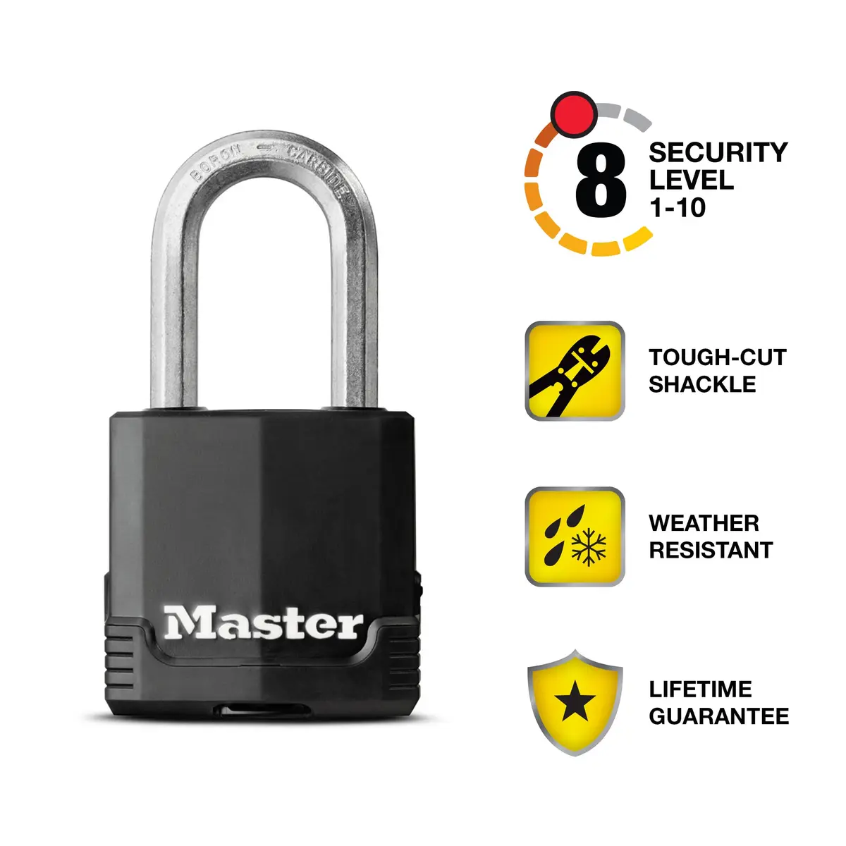Master Lock Magnum Outdoor Padlock M115XDLF with 2 Keys | 48mm Laminated Steel Body, 38mm Boron-Carbide Shackle, Weather-Resistant - view 2