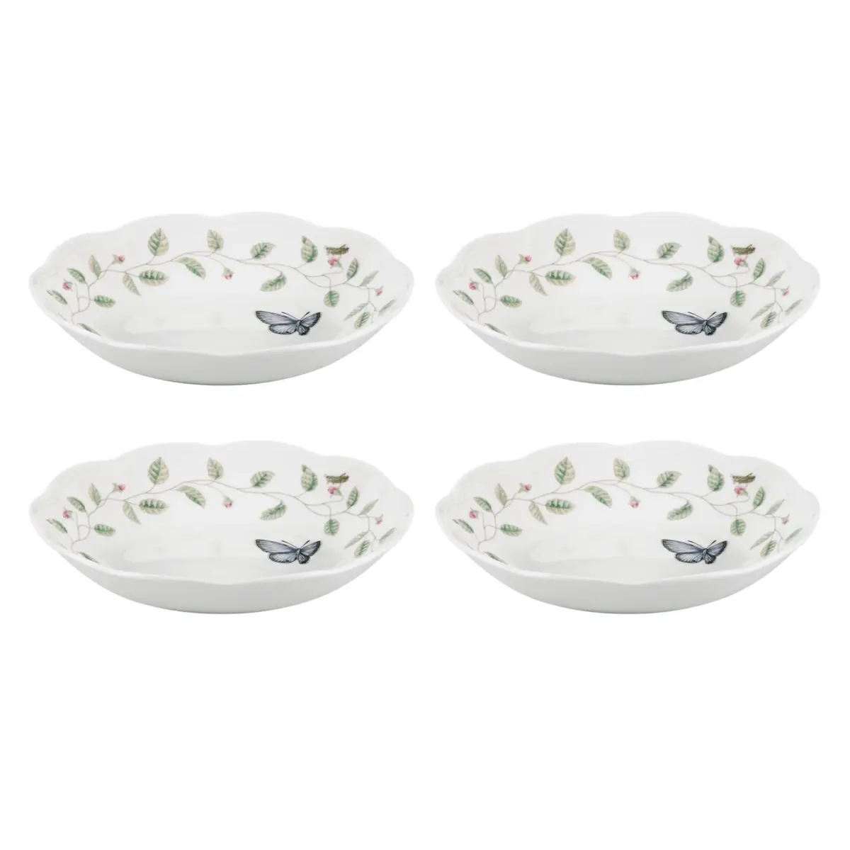 Lenox Butterfly Meadow Porcelain Pasta Bowl Set for 4, 20oz (591ml) | Dishwasher & Microwave Safe - main product image