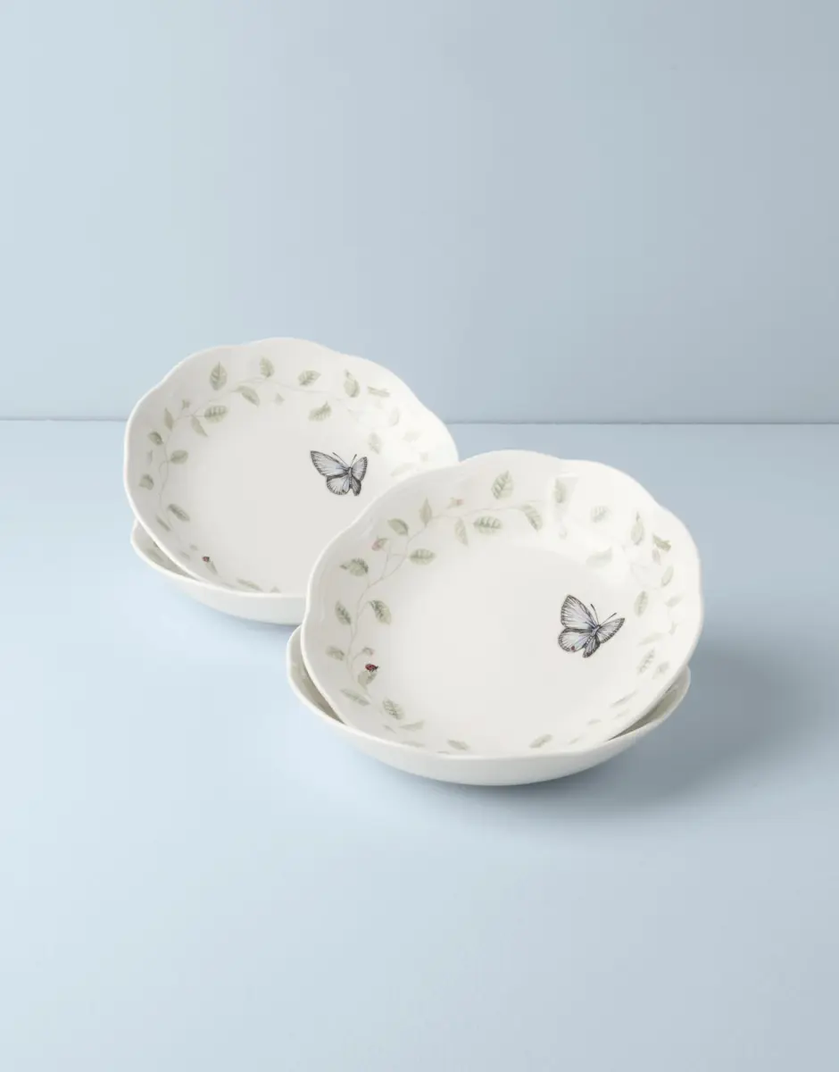 Lenox Butterfly Meadow Porcelain Pasta Bowl Set for 4, 20oz (591ml) | Dishwasher & Microwave Safe - view 5