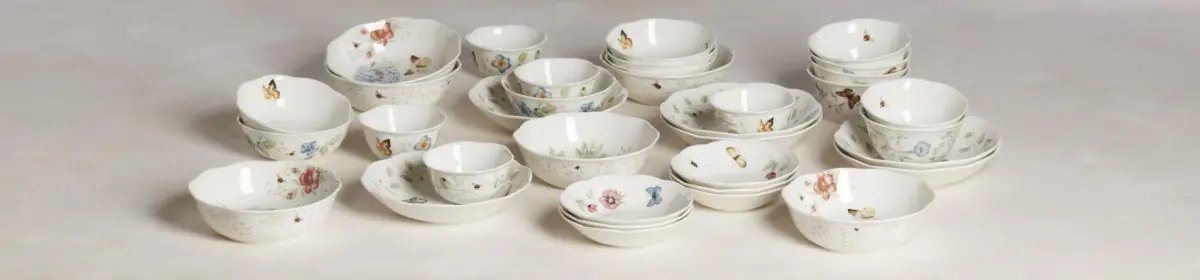 Lenox Butterfly Meadow Porcelain Pasta Bowl Set for 4, 20oz (591ml) | Dishwasher & Microwave Safe - view 9