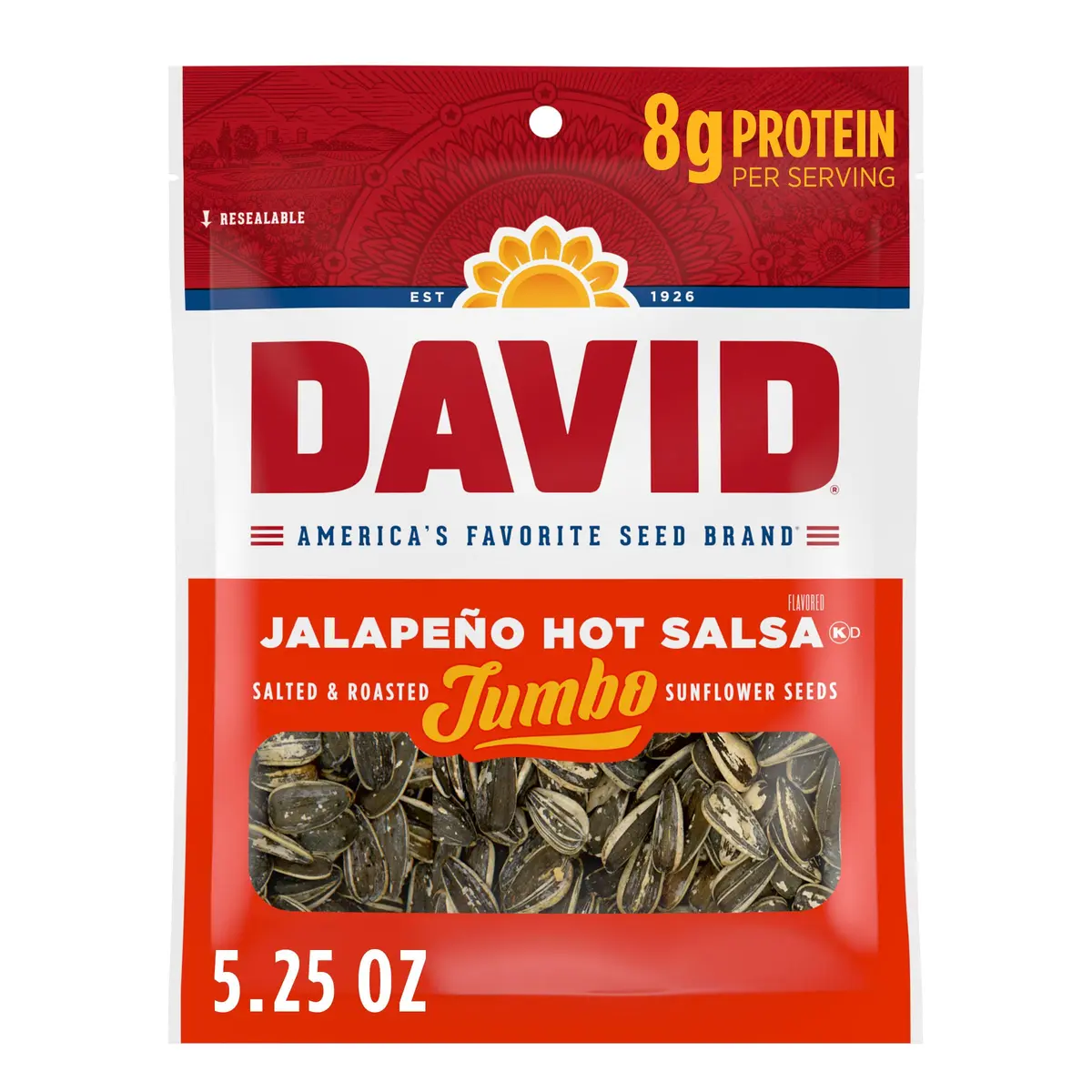 David Sunflower Seeds Jalapeño Hot Salsa Roasted & Salted 5.25 oz | Keto Friendly, 12 Pack - main product image