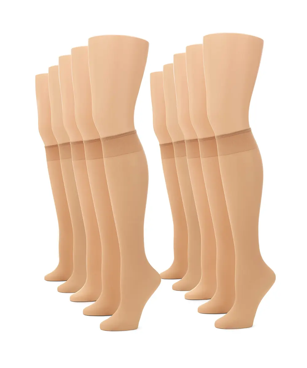 no nonsense Sheer Stockings for Women, Knee Highs | Sheer Nylon Stockings with Comfort Top - main product image